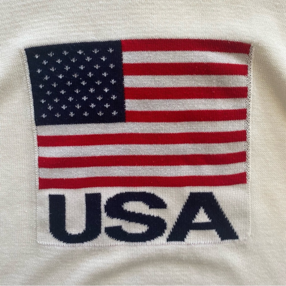 y2k vintage americana USA lightweight knit flag top white, navy, & red - Picture 3 of 7